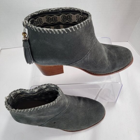 Toms Women's Leila Boot Womens 7 Block Heel Gray Suede Bootie Comfy Boho Shoe - Picture 13 of 13